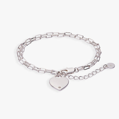 Alex and Ani Heart Charm Double Paperclip Chain Bracelet