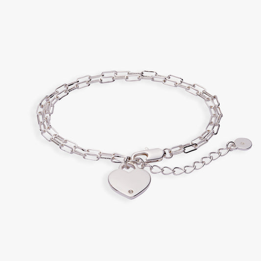Alex and Ani Heart Charm Double Paperclip Chain Bracelet