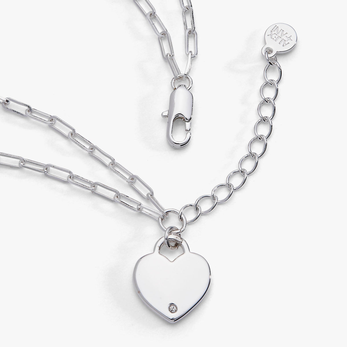 Alex and Ani Heart Charm Double Paperclip Chain Bracelet