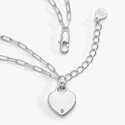 Alex and Ani Heart Charm Double Paperclip Chain Bracelet