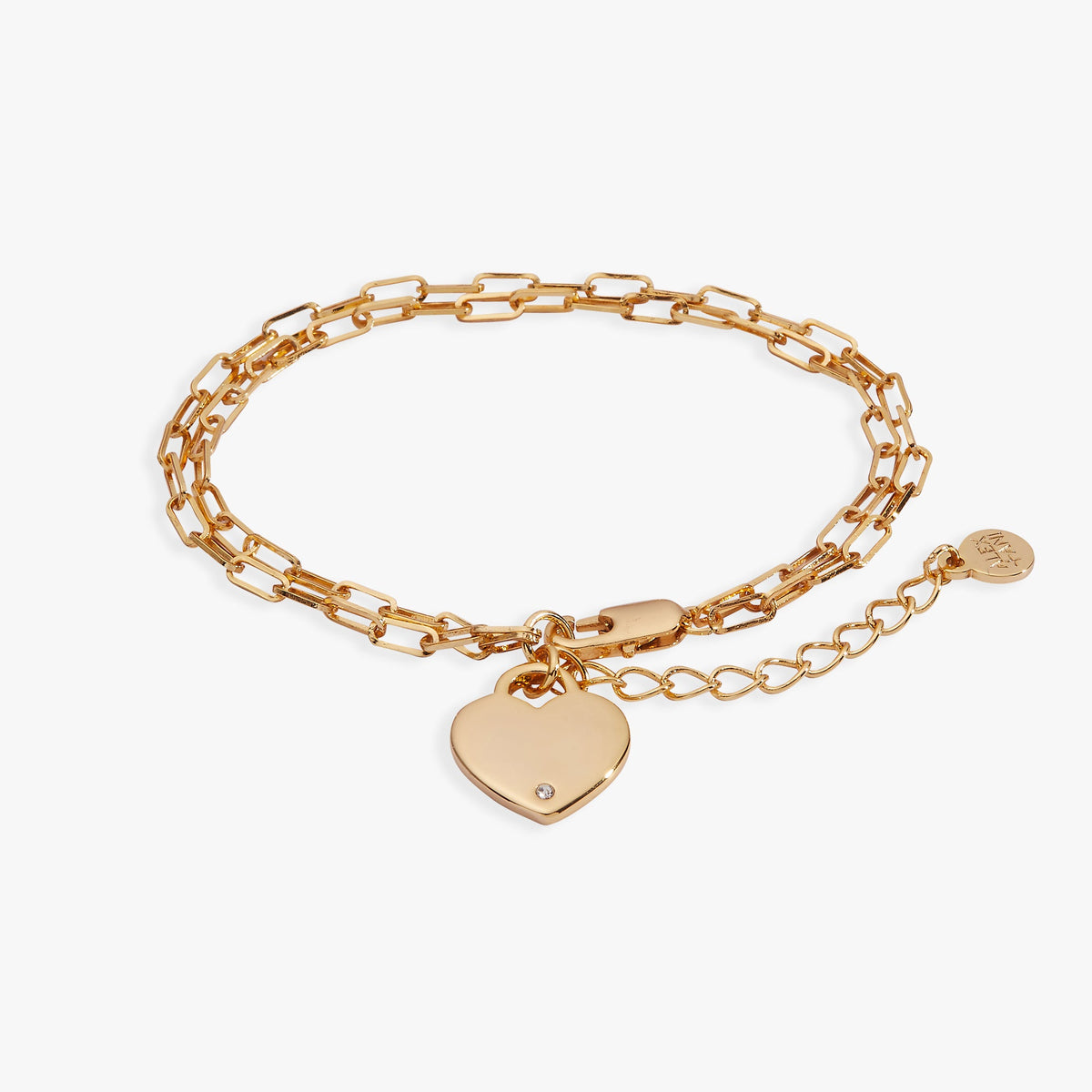 Alex and Ani Heart Charm Double Paperclip Chain Bracelet