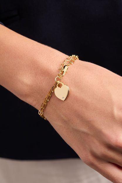 Alex and Ani Heart Charm Double Paperclip Chain Bracelet