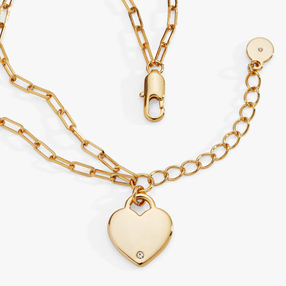 Alex and Ani Heart Charm Double Paperclip Chain Bracelet
