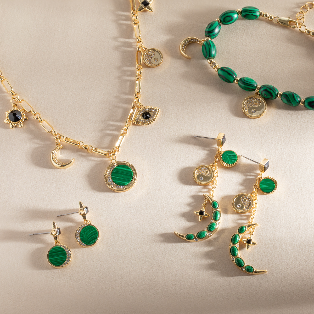 Alex and Ani Malachite Charm Bracelet