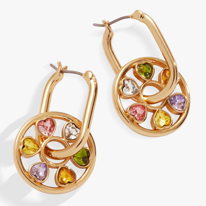 Alex and Ani Heart Crystal Wheel Hoop Earrings