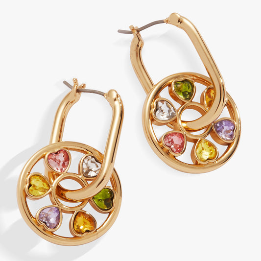 Alex and Ani Heart Crystal Wheel Hoop Earrings