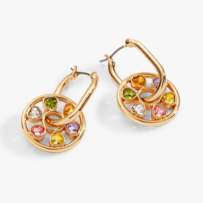 Alex and Ani Heart Crystal Wheel Hoop Earrings