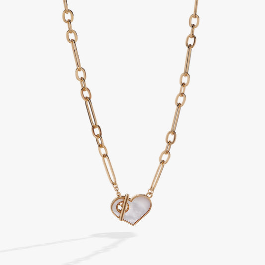 Alex and Ani Mother of Pearl Heart Toggle Necklace