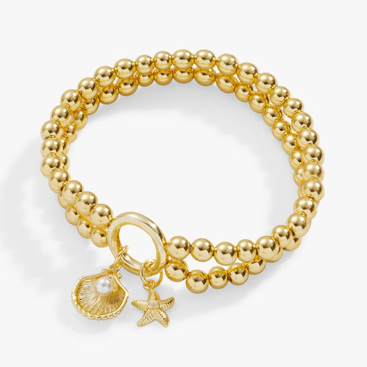 Alex and Ani Shell + Starfish Double Stretch Bracelet