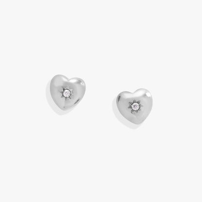 Alex and Ani Crystal Puffy Heart Mini Stud Earrings