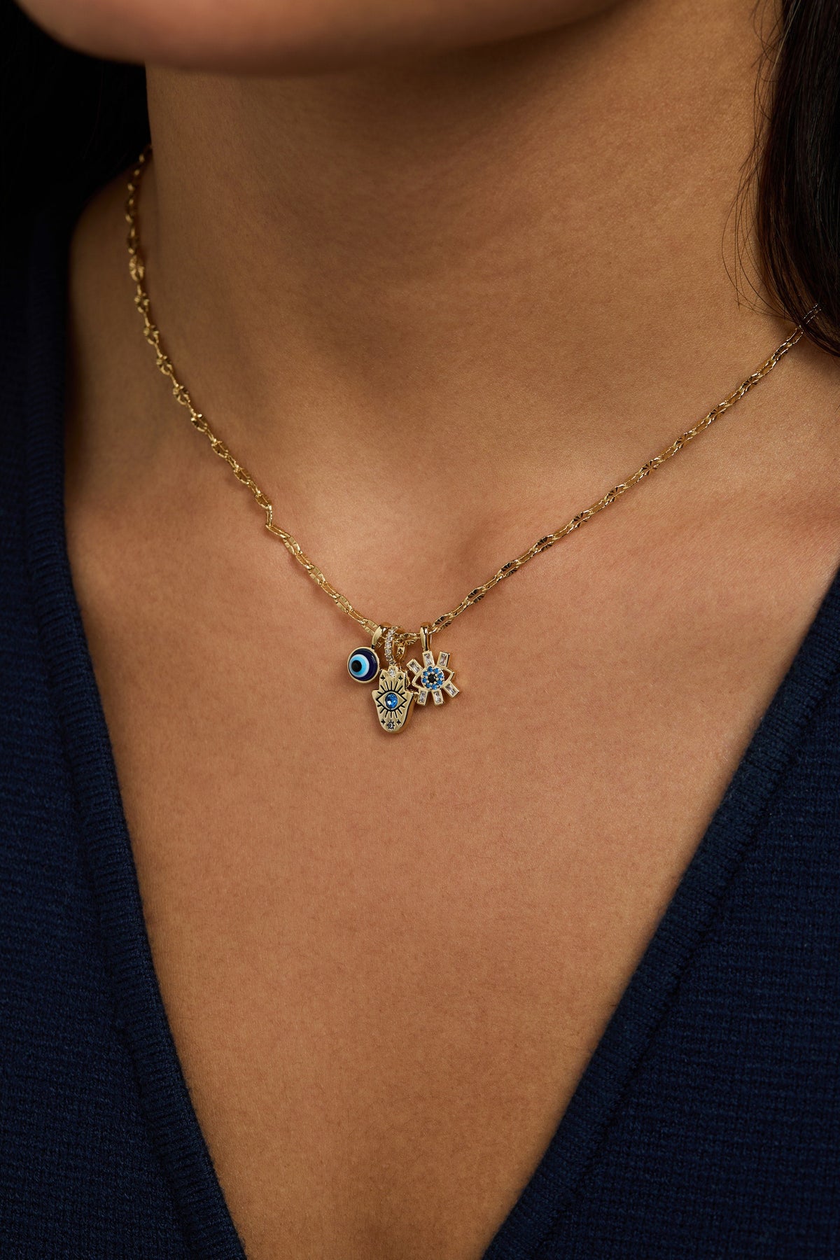 Alex and Ani SOM - Evil Eye Triple Charm Necklace
