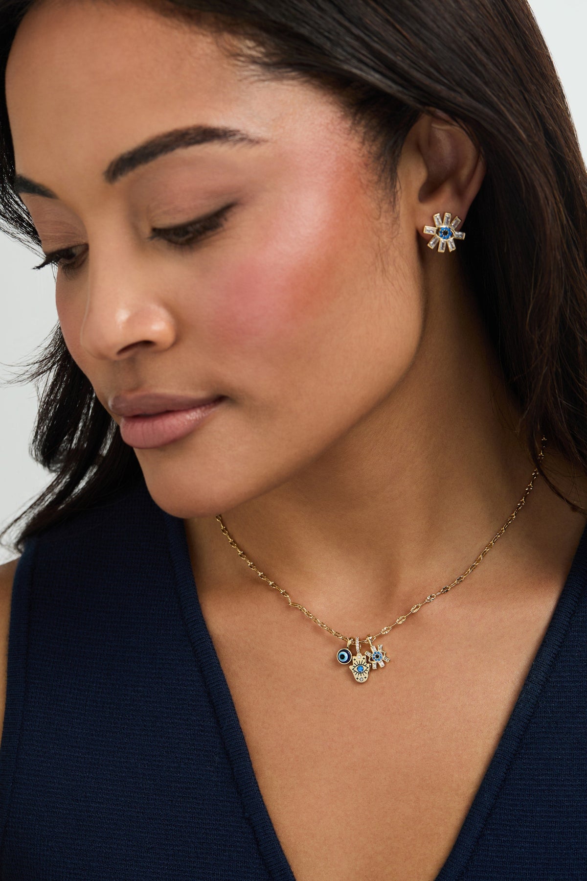 Alex and Ani SOM - Evil Eye Triple Charm Necklace