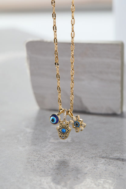 Alex and Ani SOM - Evil Eye Triple Charm Necklace