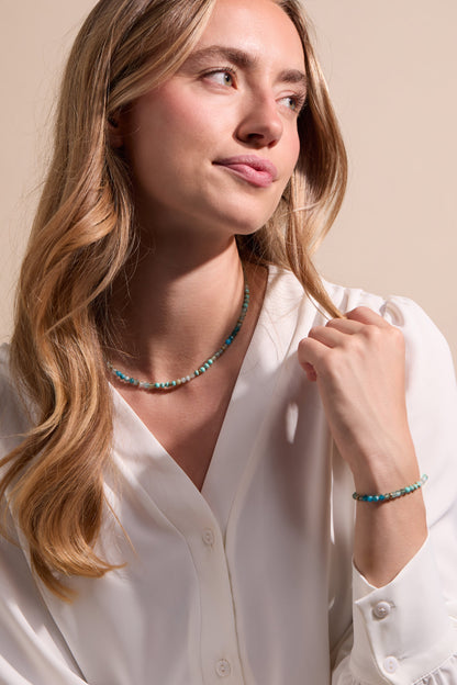 Alex and Ani Turquoise Ombre Semi-Precious Beaded Necklace