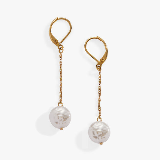 Alex and Ani Coin Pearl Lever Back Earring