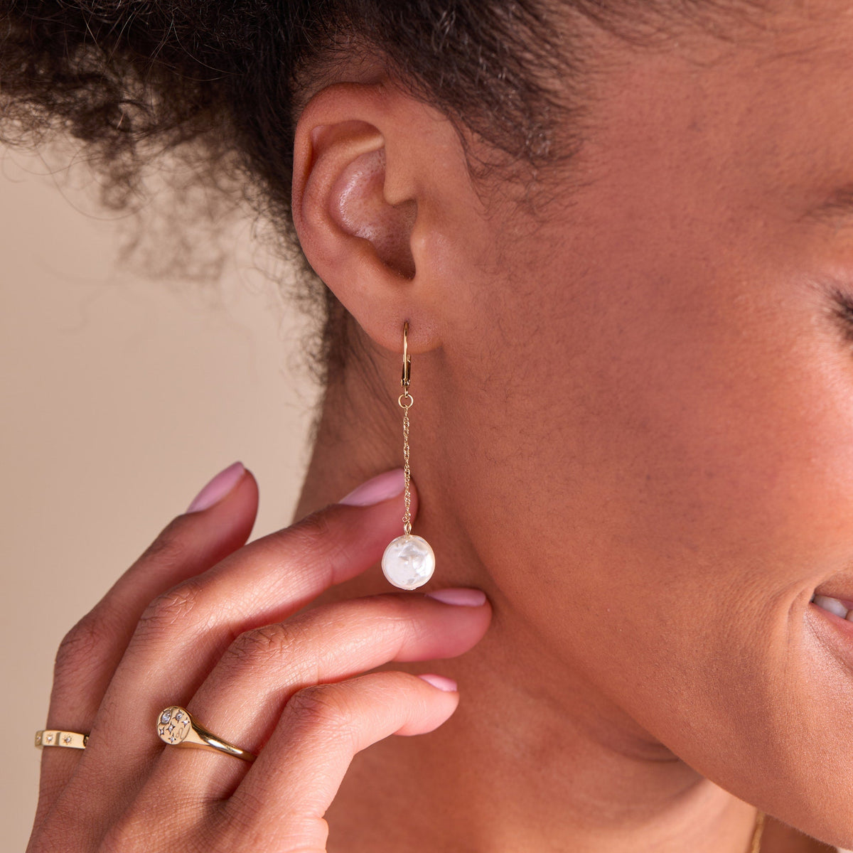 Alex and Ani Coin Pearl Lever Back Earring