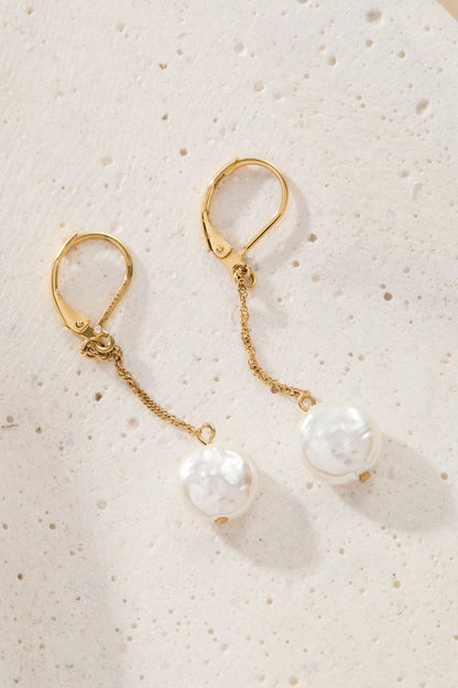 Alex and Ani Coin Pearl Lever Back Earring