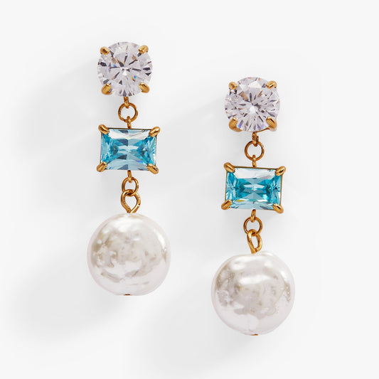 Alex and Ani Coin Pearl Triple Drop Earring