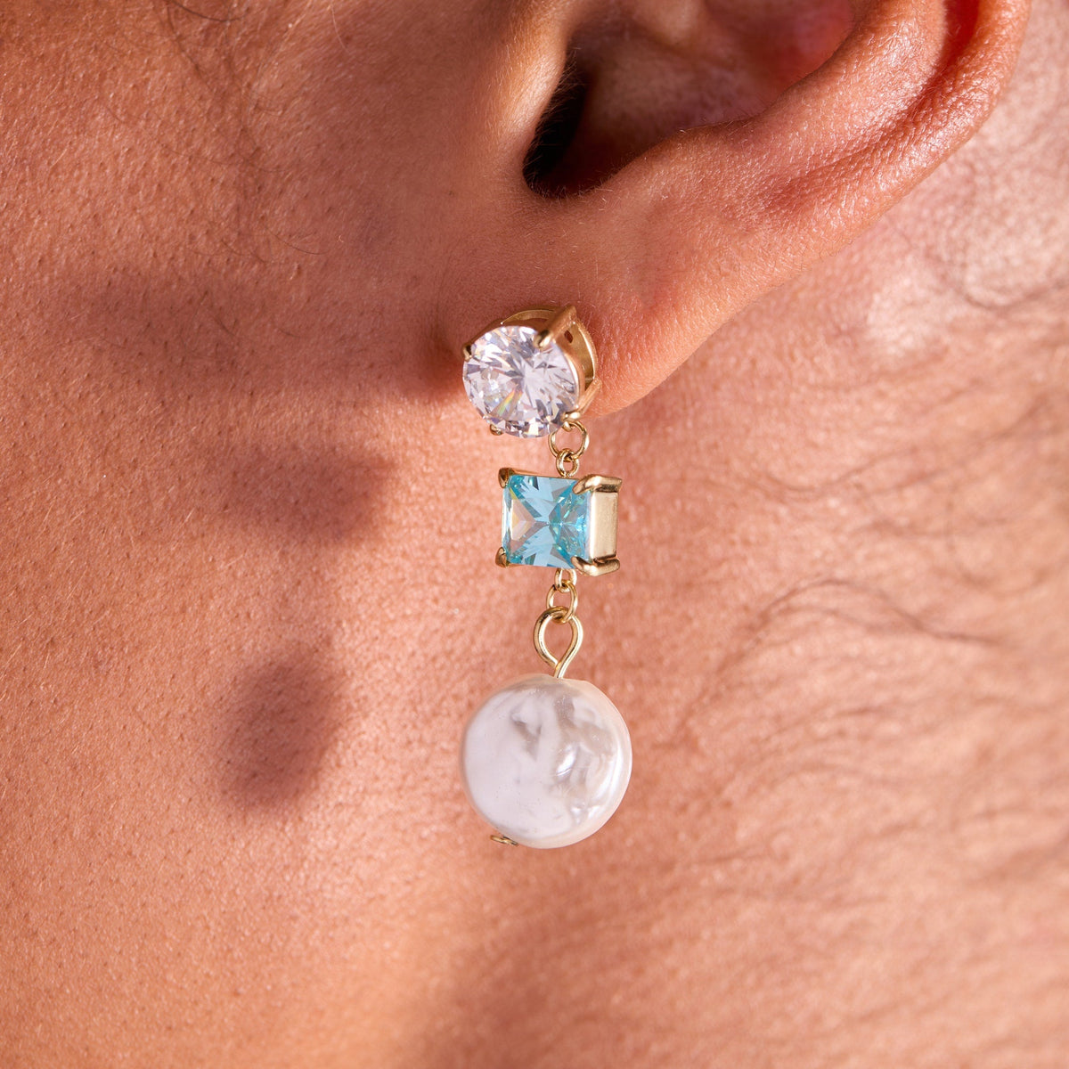 Alex and Ani Coin Pearl Triple Drop Earring