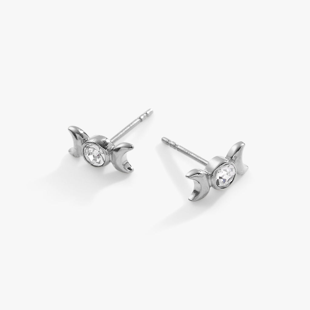 Alex and Ani Crystal Moon Goddess Mini Stud Earrings