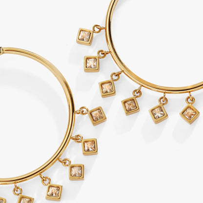 Alex and Ani Princess Cut Stone Hoops