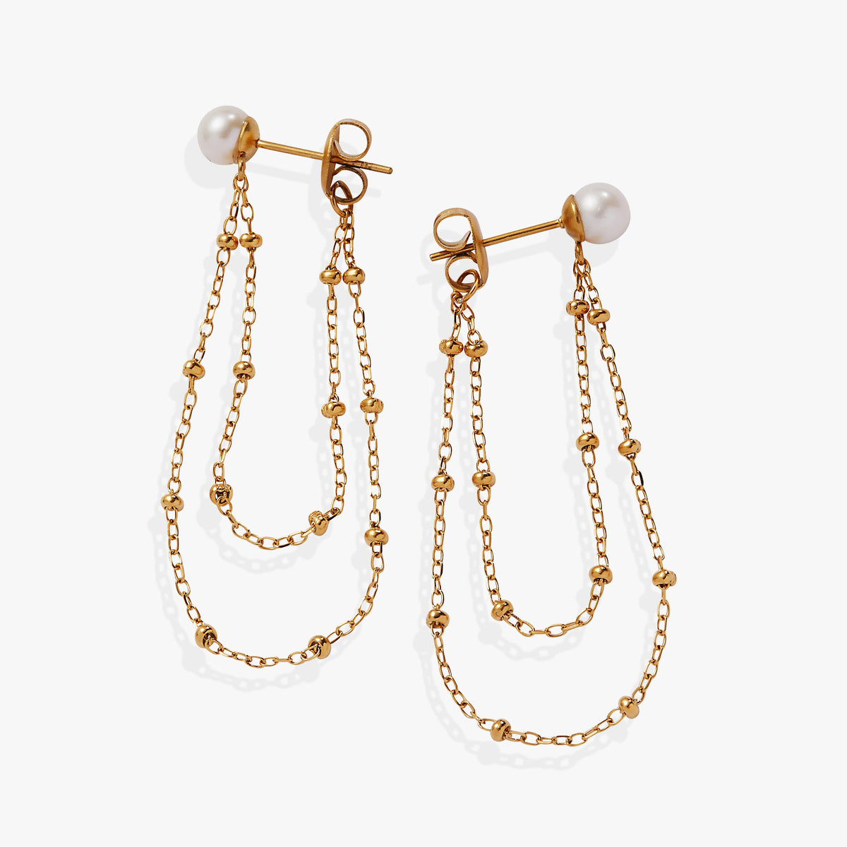 Alex and Ani Freshwater Pearl Front-and-Back Earrings