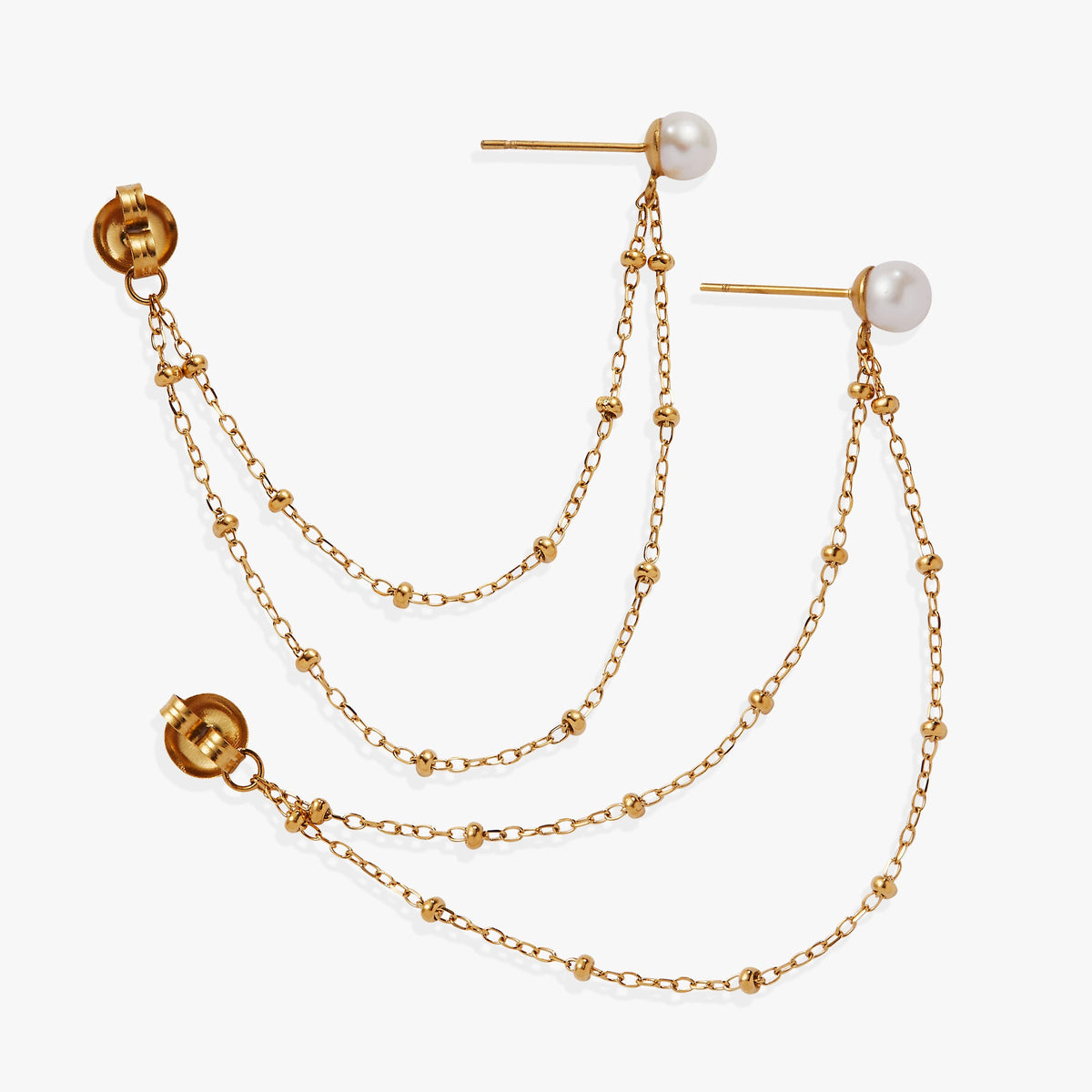 Alex and Ani Freshwater Pearl Front-and-Back Earrings