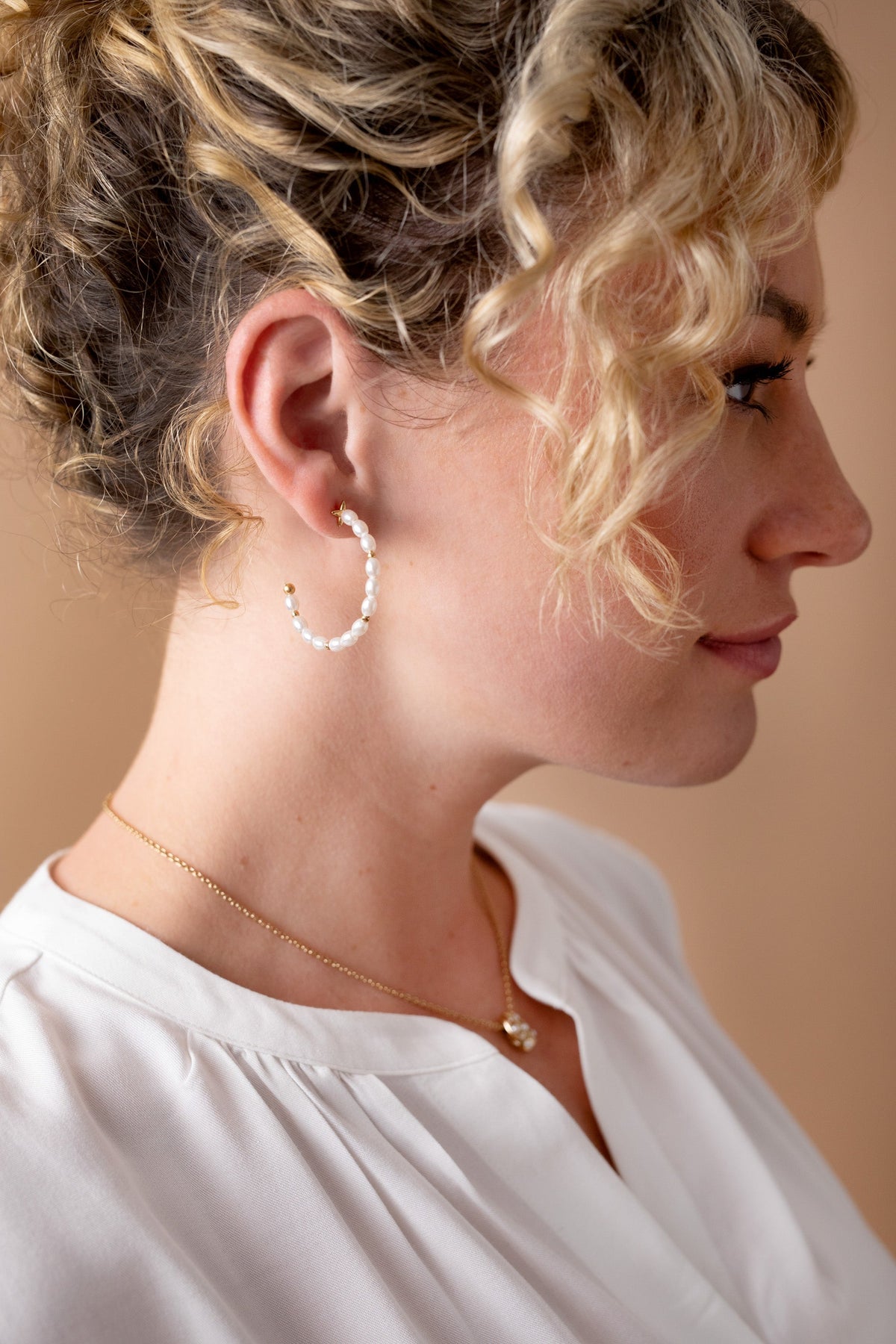 Alex and Ani Rice Pearl Hoop Earring