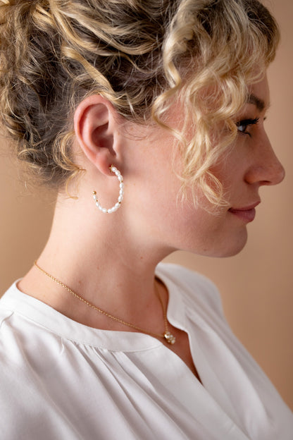 Alex and Ani Rice Pearl Hoop Earring