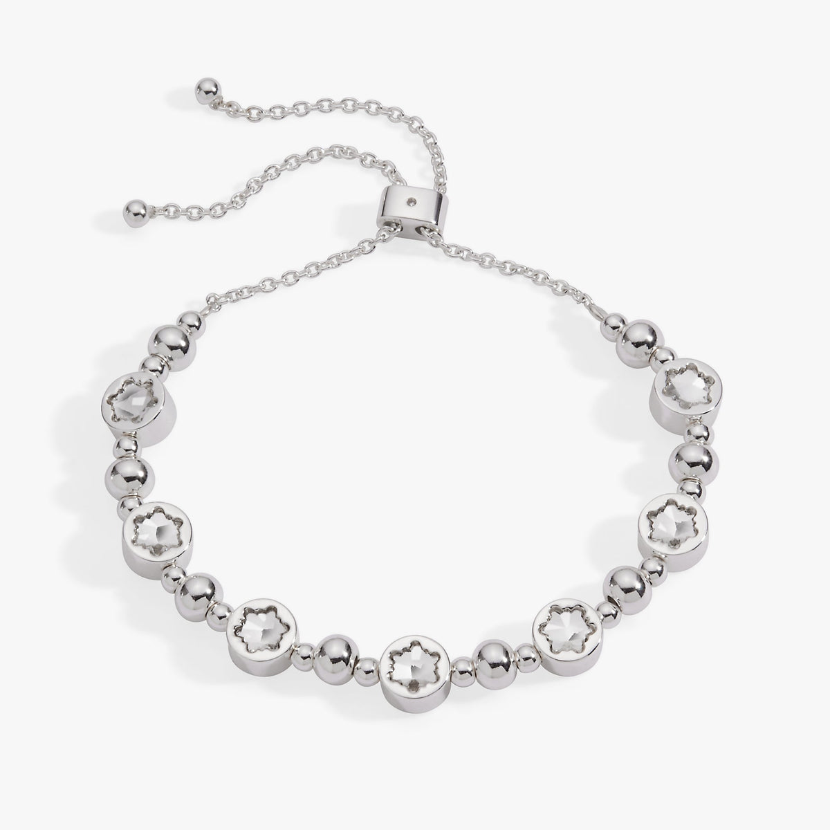 Alex and Ani Snowflake Crystal Beaded Bolo Bracelet