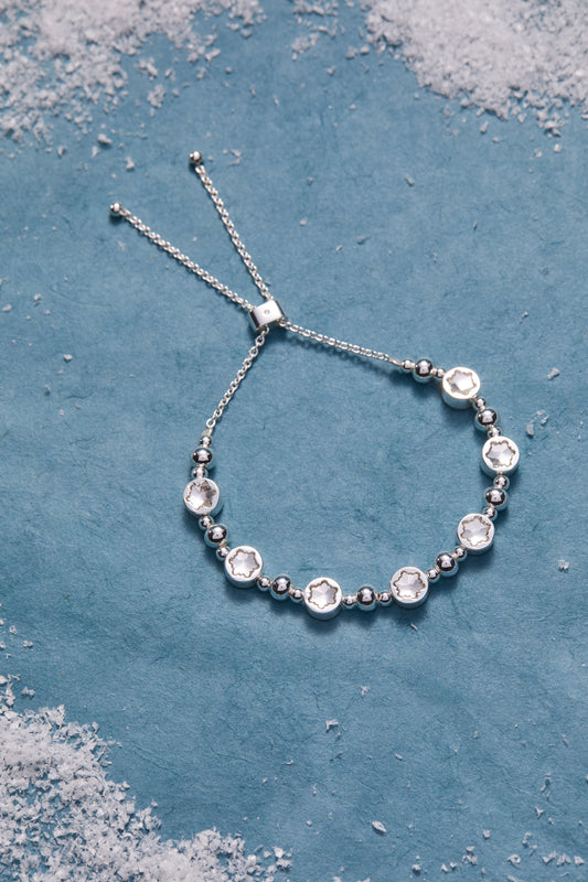 Alex and Ani Snowflake Crystal Beaded Bolo Bracelet