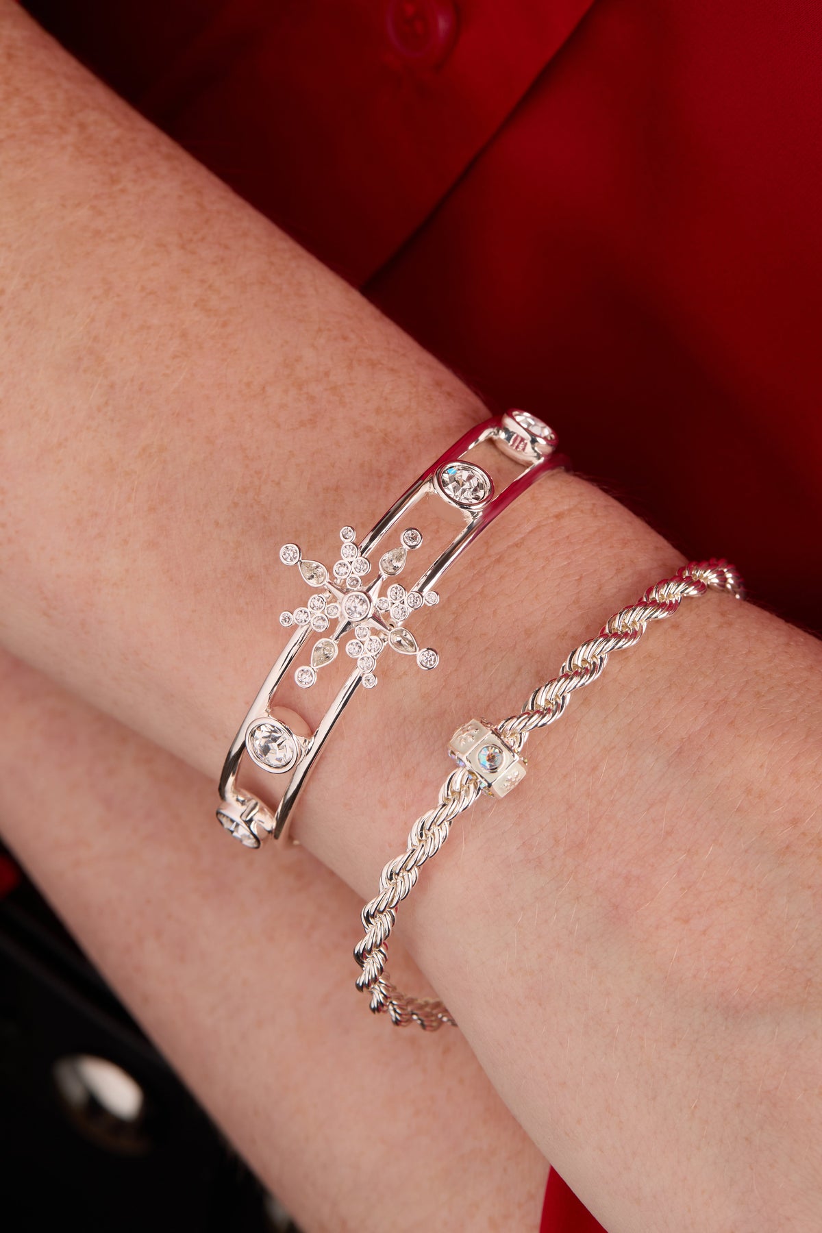 Alex and Ani Crystal Snowflake Cuff Bracelet