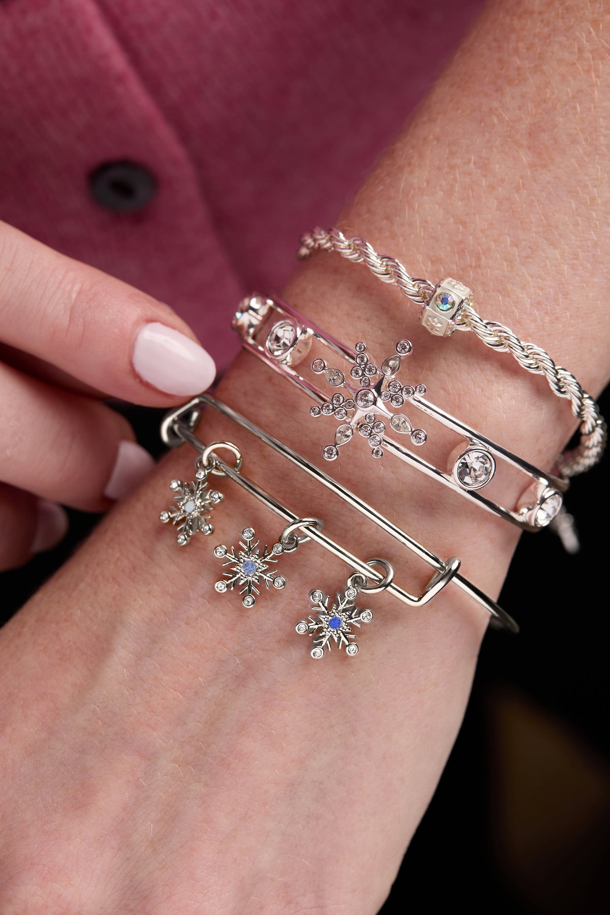 Alex and Ani Crystal Snowflake Cuff Bracelet