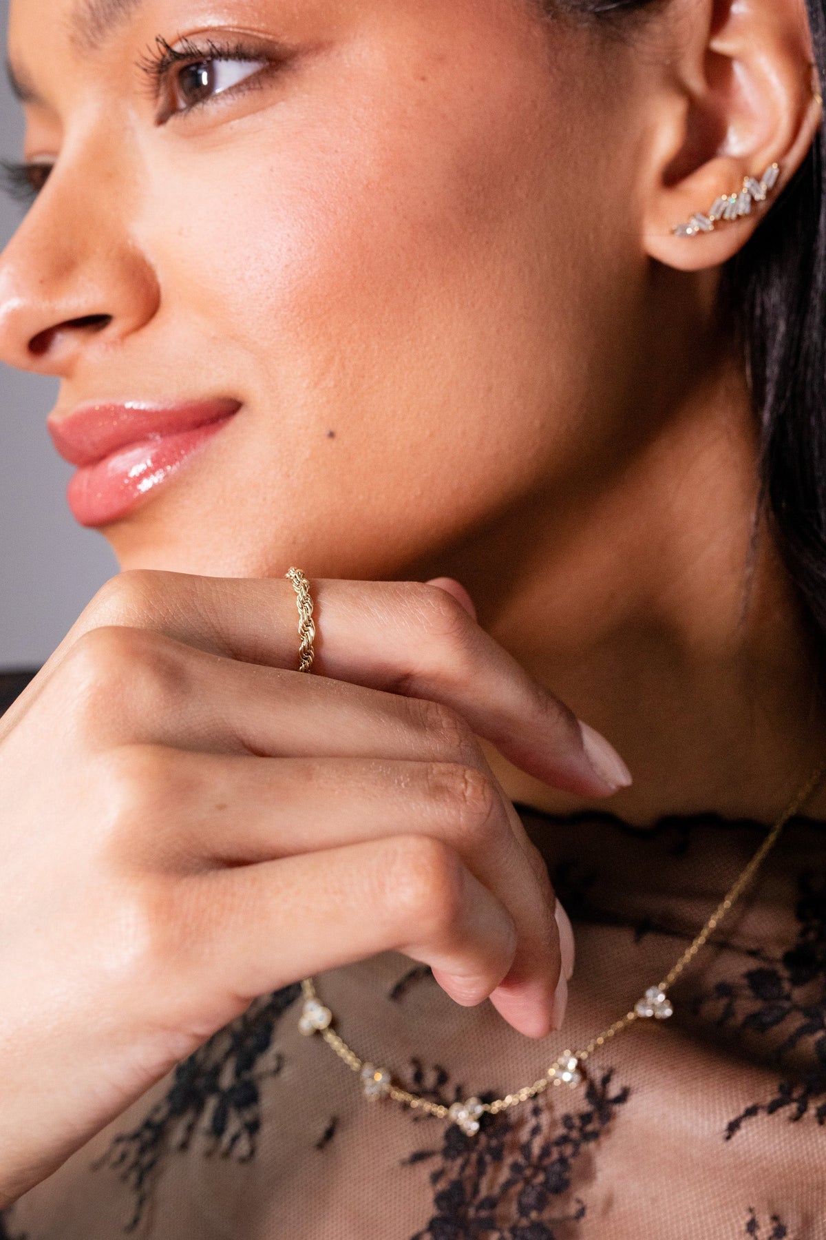 Alex and Ani Triple Stone Stationed Necklace