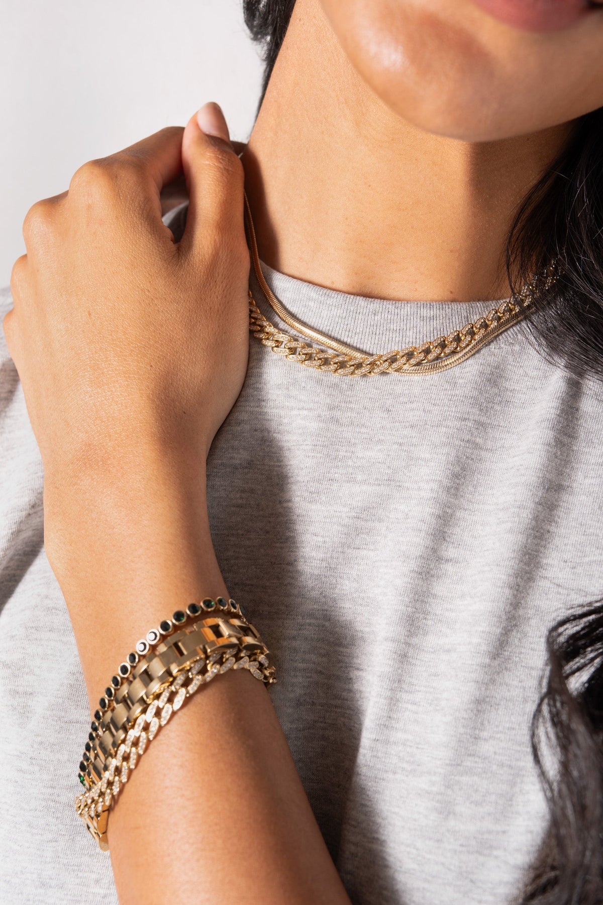 Alex and Ani Crystal Pave Curb Chain Necklace