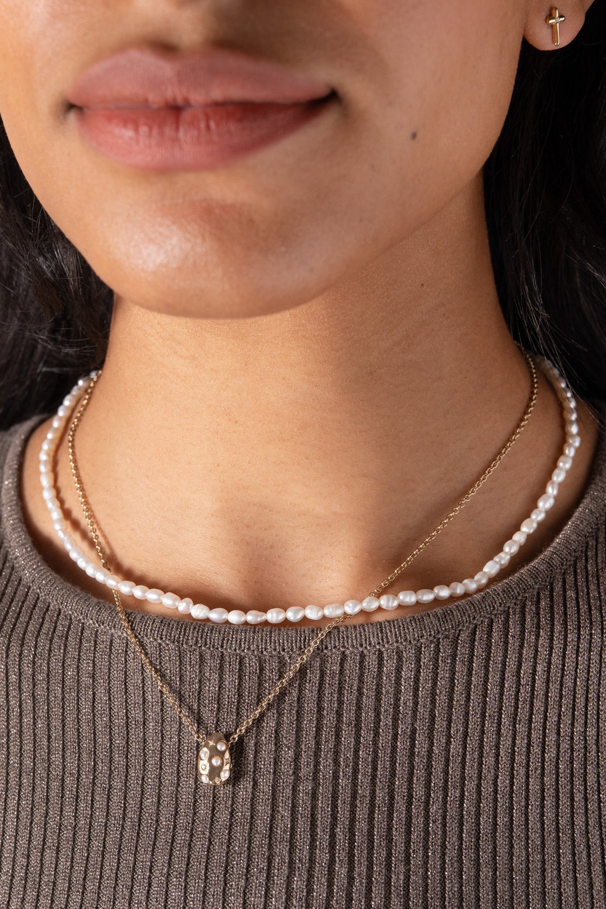 Alex and Ani Pearl and Crystal Pendant Necklace