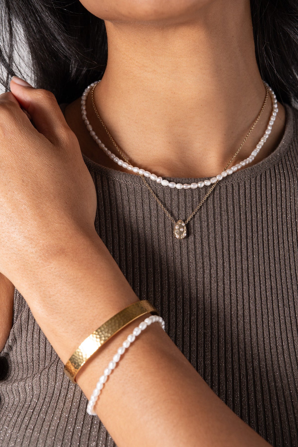 Alex and Ani Pearl and Crystal Pendant Necklace