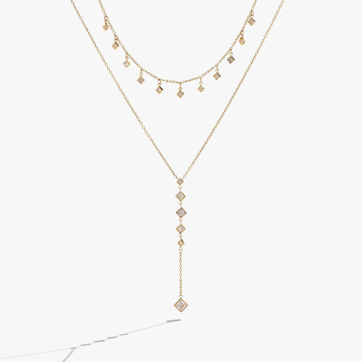 Alex and Ani 2 Row Princess Cut Adjustable Necklace