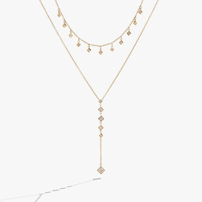 Alex and Ani 2 Row Princess Cut Adjustable Necklace