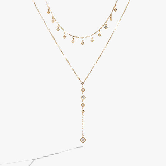 Alex and Ani 2 Row Princess Cut Adjustable Necklace