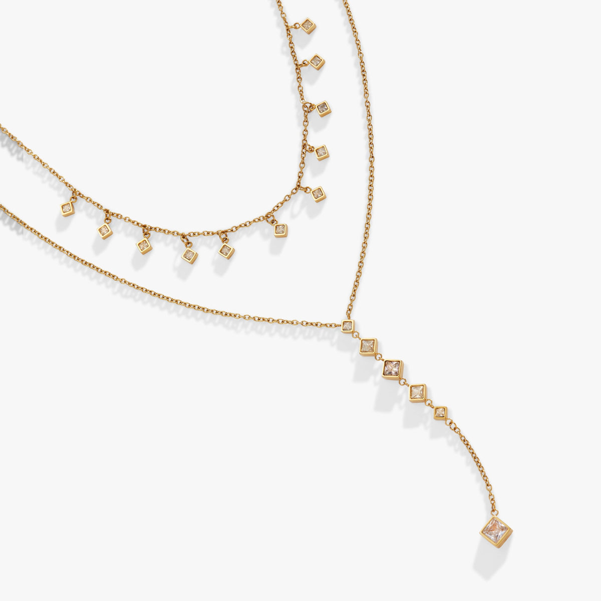 Alex and Ani 2 Row Princess Cut Adjustable Necklace