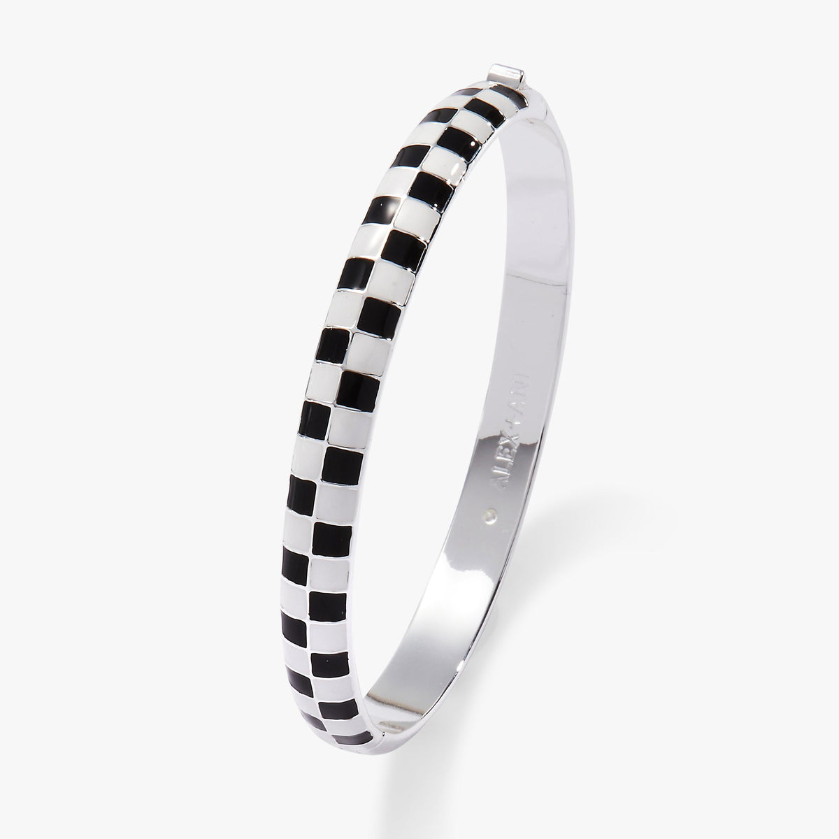 Alex and Ani Black & White Checker Hinge Bangle