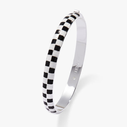 Alex and Ani Black & White Checker Hinge Bangle