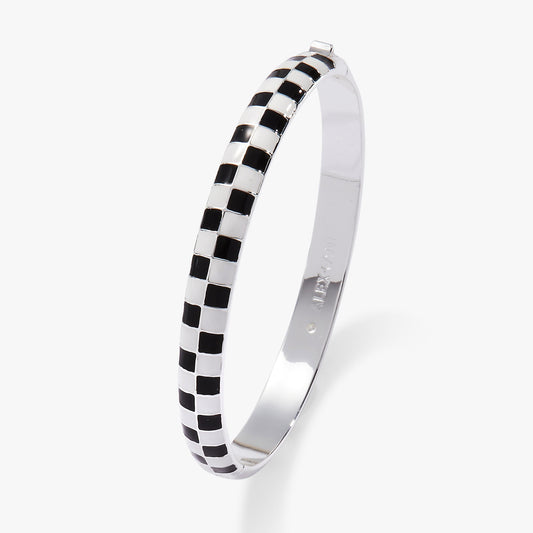 Alex and Ani Black & White Checker Hinge Bangle