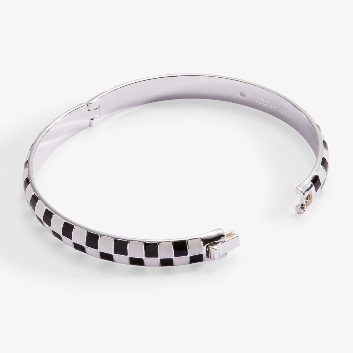 Alex and Ani Black & White Checker Hinge Bangle
