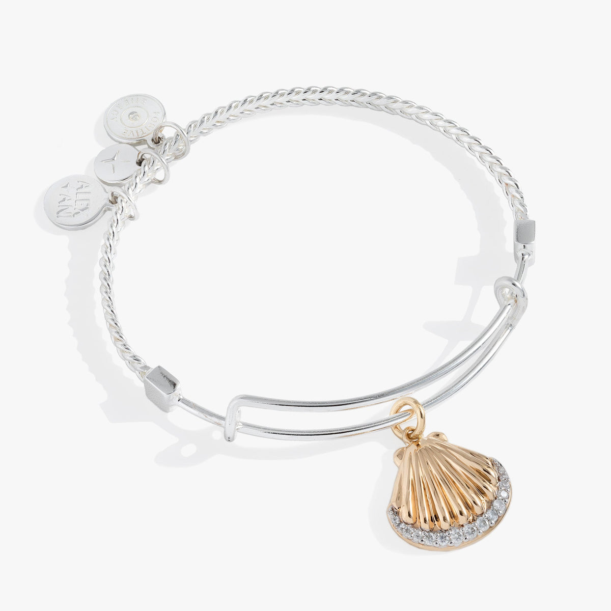 Alex and Ani Textured Scallop Seashell Charm Bangle