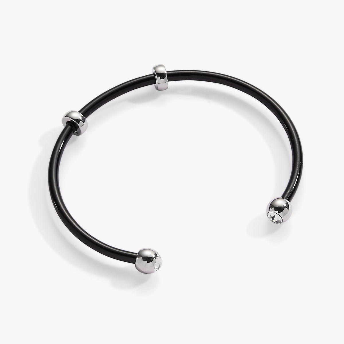 Alex and Ani Bezel Stone Enamel Cuff, Black