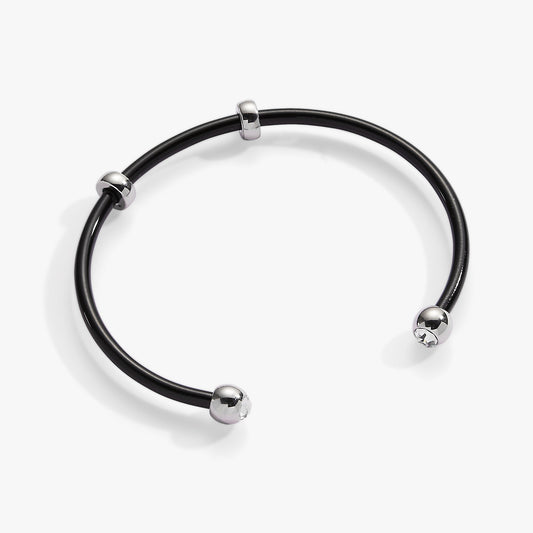 Alex and Ani Bezel Stone Enamel Cuff, Black