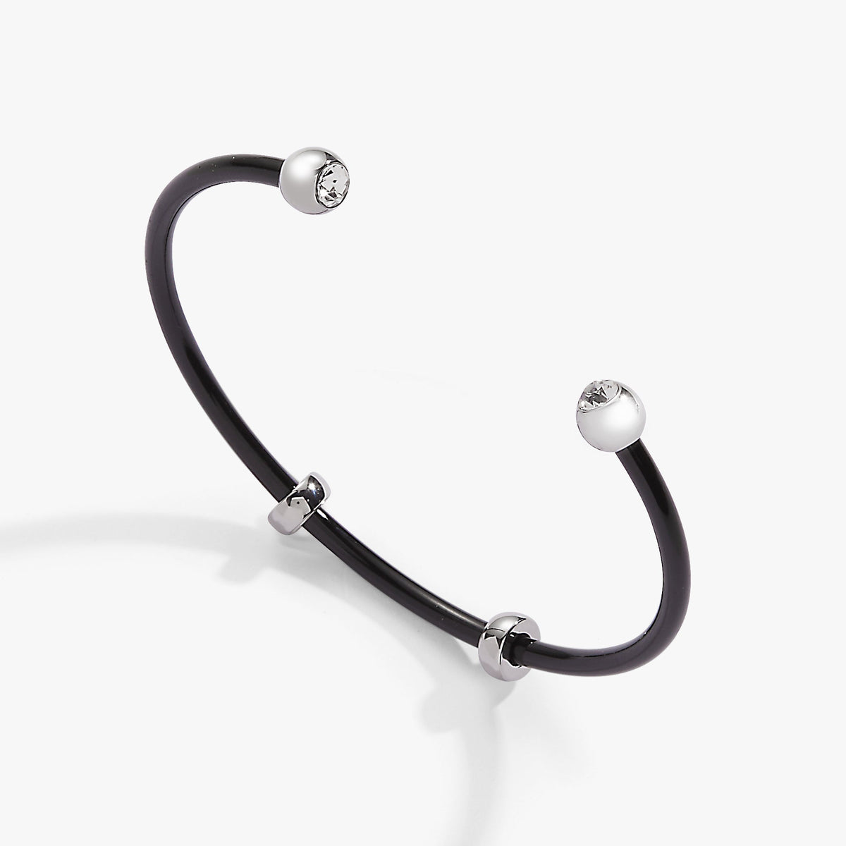 Alex and Ani Bezel Stone Enamel Cuff, Black