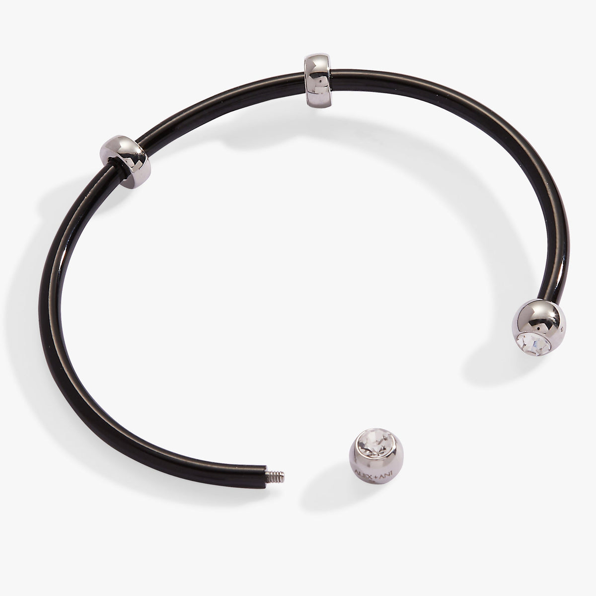 Alex and Ani Bezel Stone Enamel Cuff, Black
